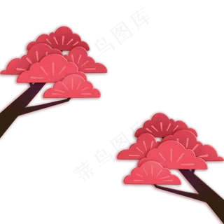 七夕情人节剪纸风松树