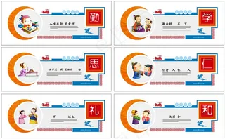 勤学思仁礼和 校园文化墙展板