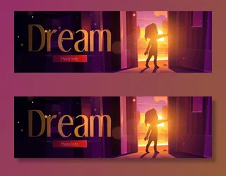 梦想卡通网页横幅banner与儿童开门