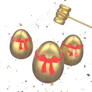 高清写实风格纯金砸金蛋