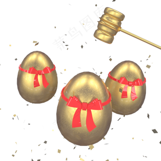 高清写实风格纯金砸金蛋