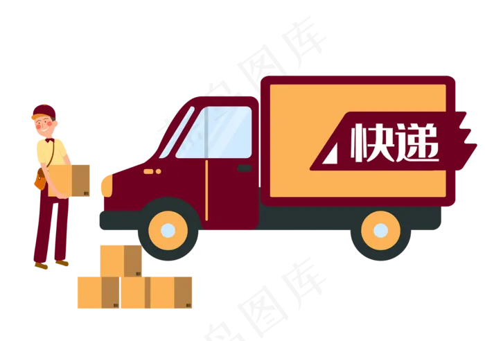 扁平快递购物货车(2000X2000(DPI:300))ai矢量模版下载