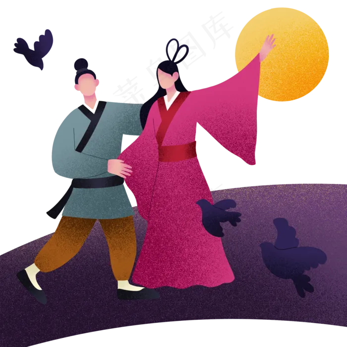七夕节赏月人物(2000X2000(DPI:300))psd模版下载