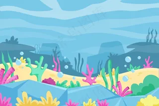 带海藻的水下背景