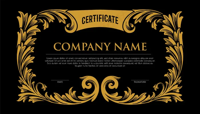 证书金框精美插图eps,ai矢量模版下载