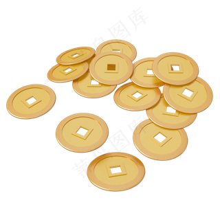 古代金币C4D双十一电商装饰金币