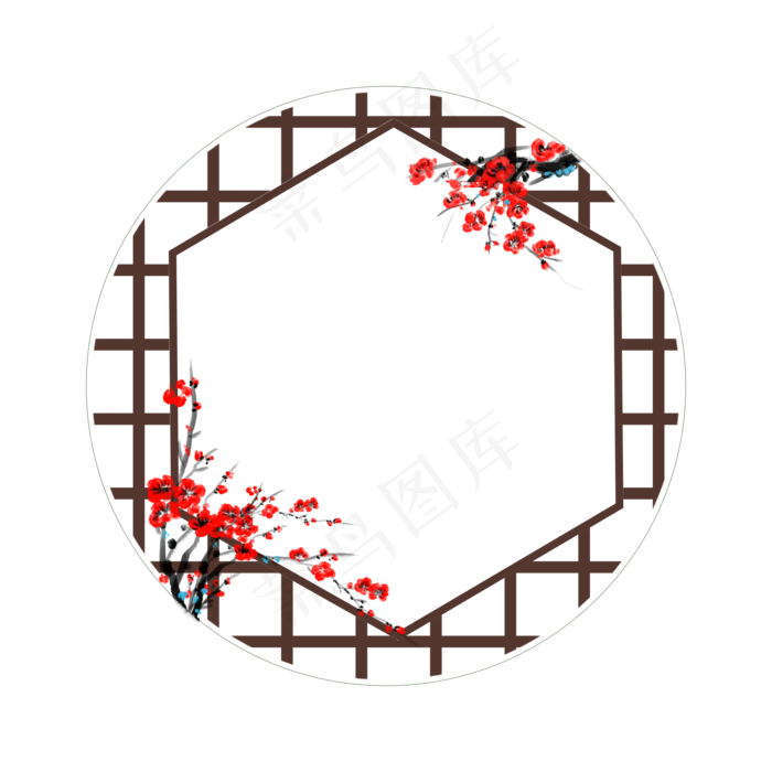 手绘中国风梅花边框(2000X2000(DPI:300))psd模版下载