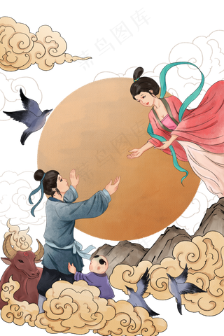 七夕节七夕牛郎织女情侣鹊桥