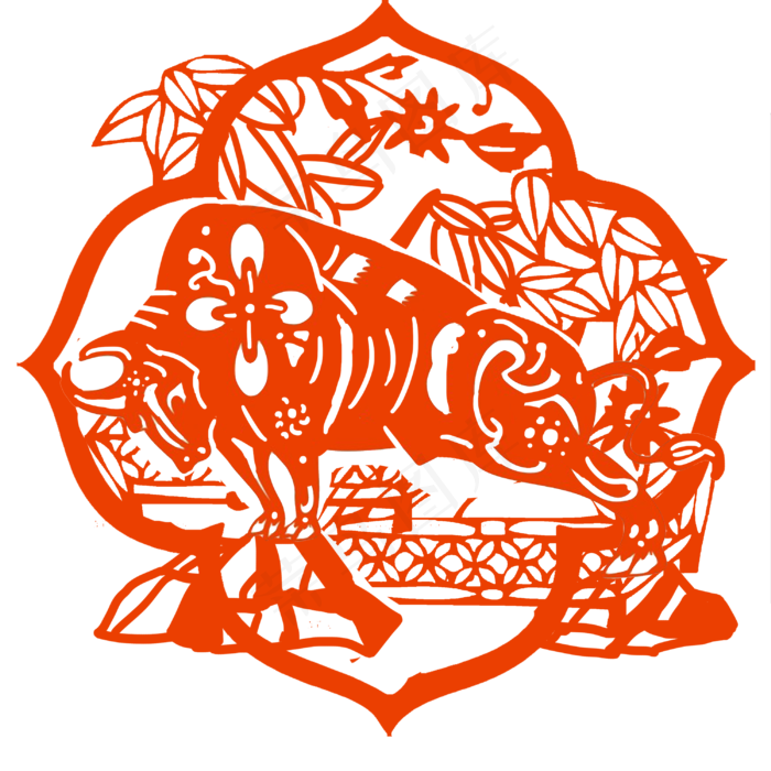 2021牛年剪纸(3000X3000(DPI:300))psd模版下载