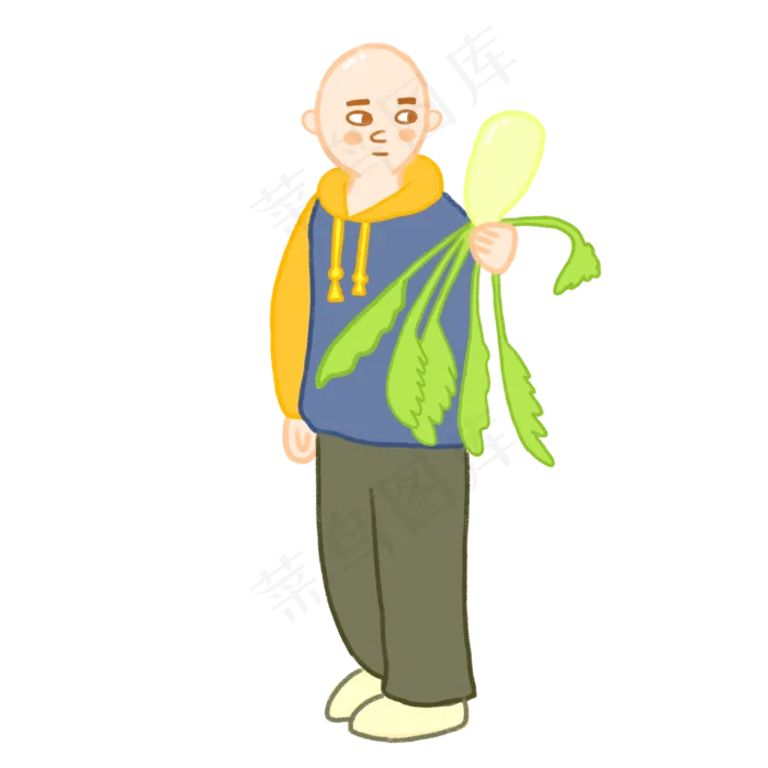 手绘卡通秋收光头小男孩(3000X3000(DPI:762))psd模版下载