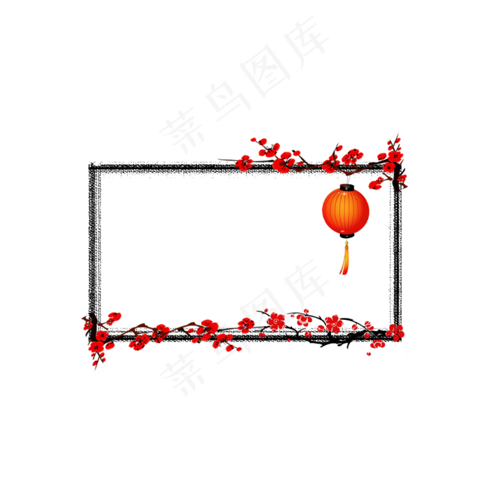 中国风红色梅花灯笼边框(1000X1000(DPI:100))psd模版下载