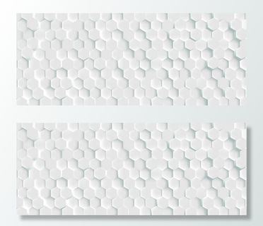 3d未来蜂窝马赛克白色背景。真实的几何网格单元纹理。抽象的六边形网格白色壁纸。