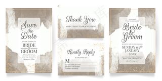 水彩背景婚礼请柬套装模板