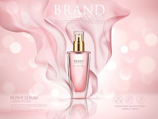 用柔和的粉红色雪纺修复血清广告粉红色散景背景