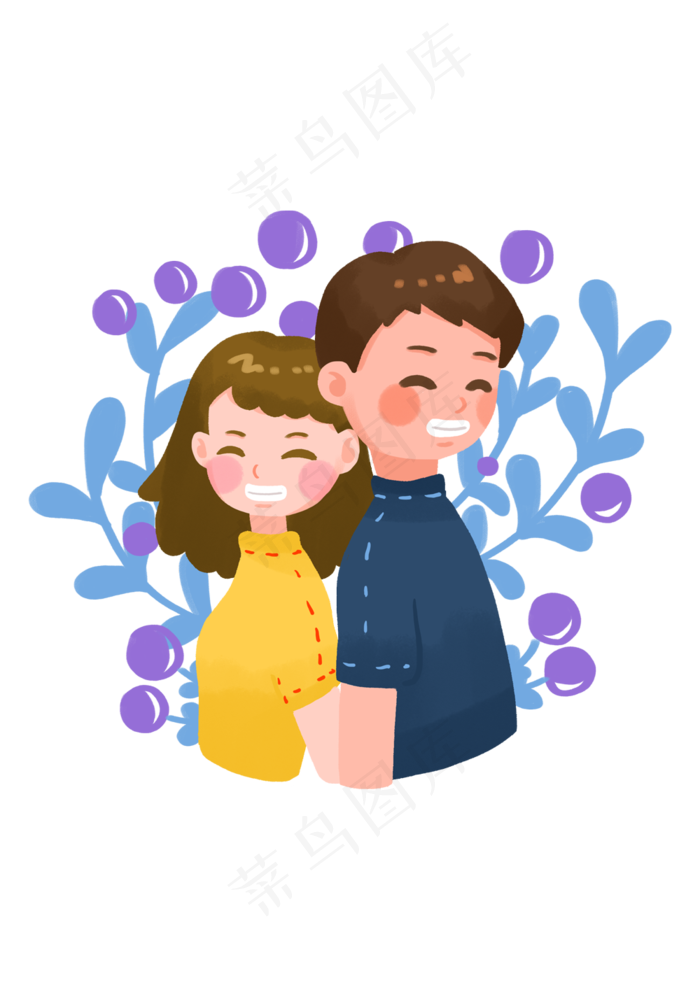 手绘时尚卡通情侣