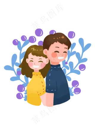 手绘时尚卡通情侣