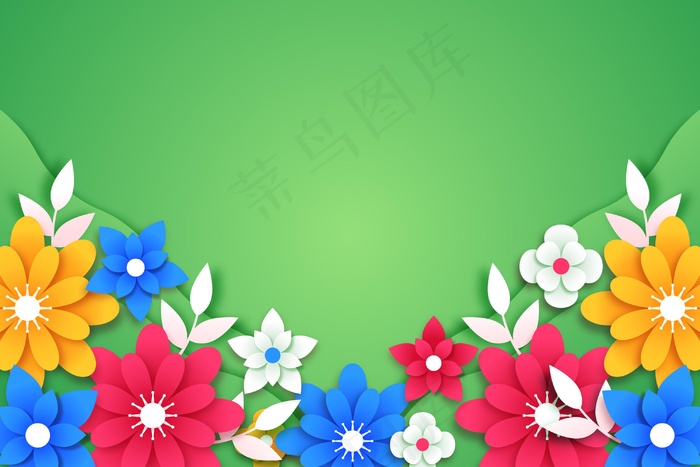 纸风格花卉背景eps,ai矢量模版下载