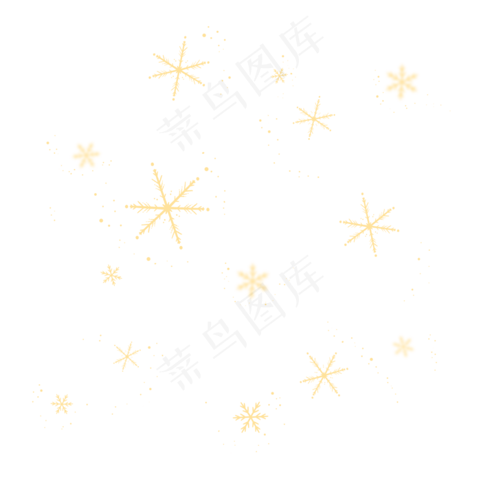 金黄色冬天卡通手绘雪花(2000X2000(DPI:300))psd模版下载