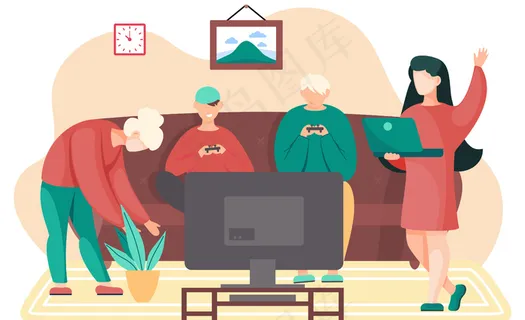 快乐家庭在家玩游戏机 快乐家庭在家玩游戏机