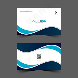 蓝色波浪形名片设计