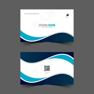 蓝色波浪形名片设计