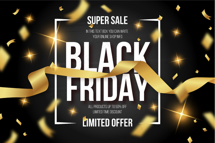 金色五彩纸屑现代黑色星期五横幅banner