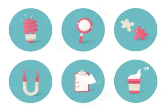 蓝色背景上设置的业务图标的图示