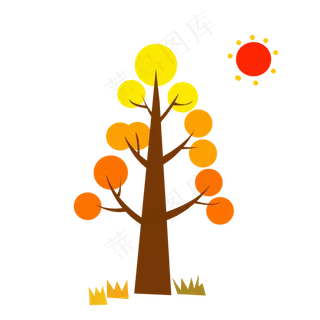 手绘矢量秋天树木商用素材