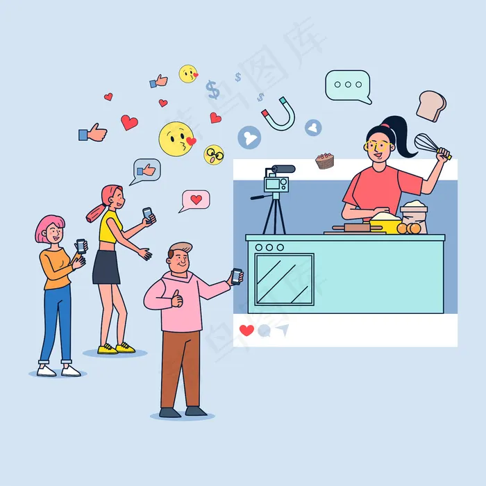 Livestream视频录像机插图eps,ai矢量模版下载