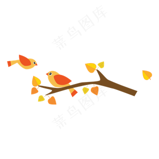 卡通矢量站在树枝上的小鸟