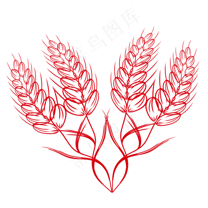 线性手绘秋天五谷杂粮麦穗(2000X2000(DPI:96))psd模版下载