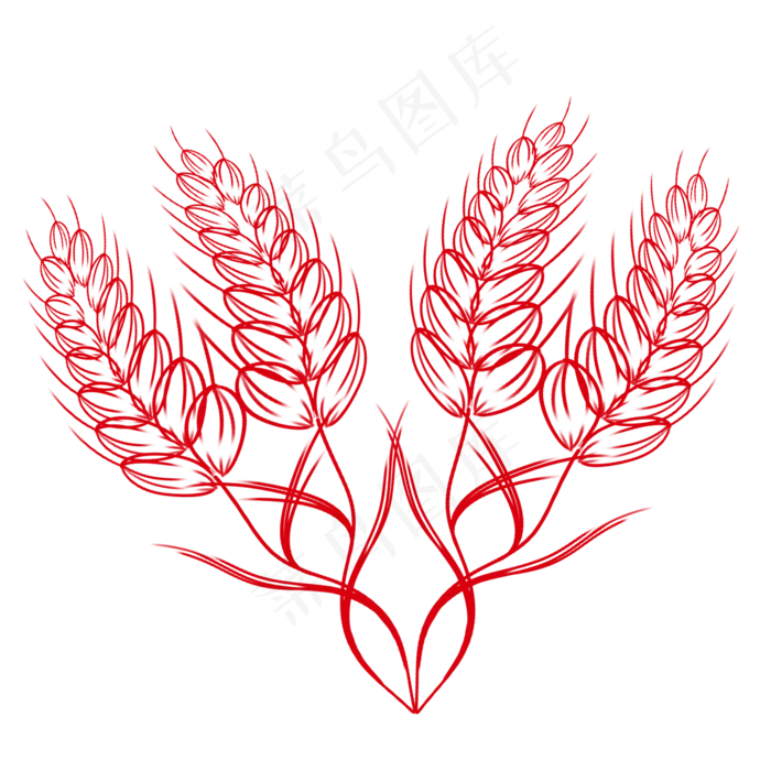 线性手绘秋天五谷杂粮麦穗(2000X2000(DPI:96))psd模版下载