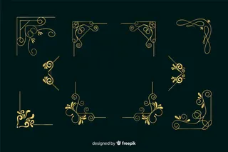 深绿色背景的金色边框装饰系列