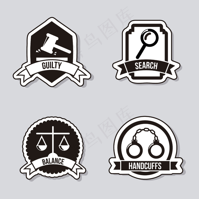 灰色背景矢量图上的正义图标