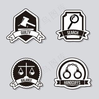 灰色背景矢量图上的正义图标