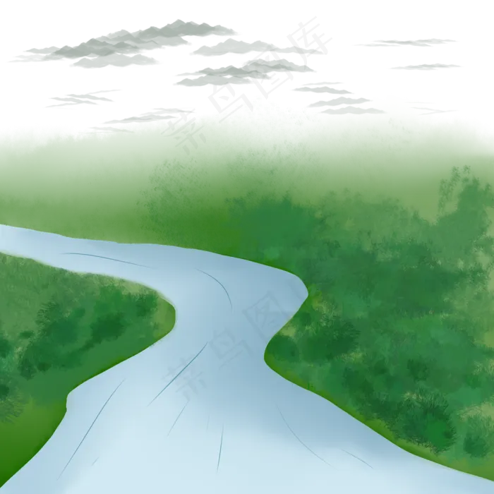 绿色植物山水元素,免抠元素(2000X2000(DPI:300))psd模版下载