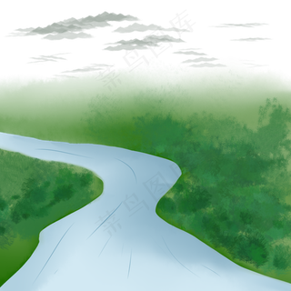 绿色植物山水元素,免抠元素