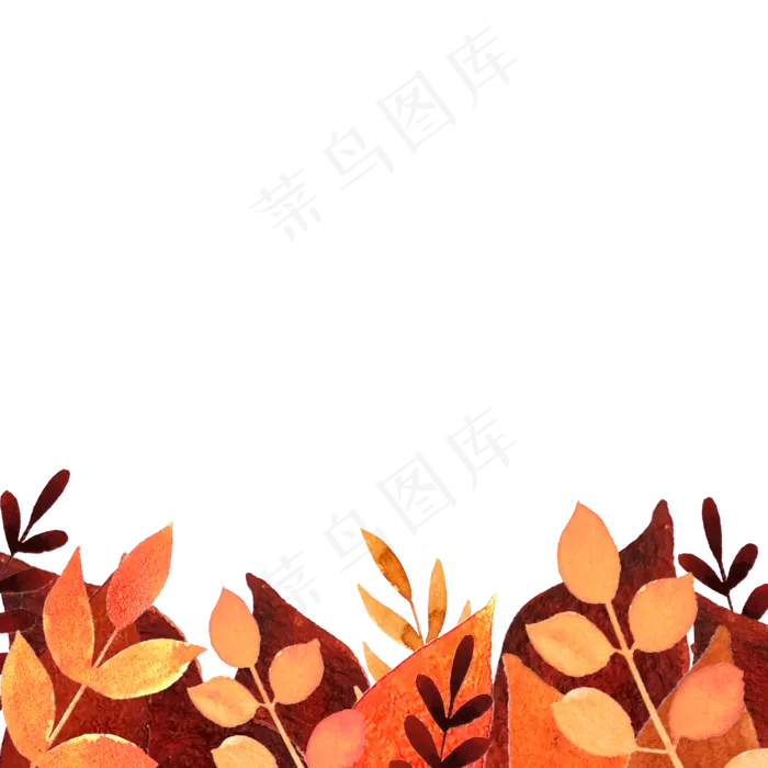 秋天树叶枯叶落叶金黄装饰边框(2500X2500(DPI:300))psd模版下载