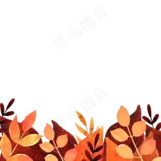 秋天树叶枯叶落叶金黄装饰边框