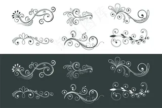 花卉装饰漩涡图案系列