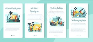 Motion或video designer手机app移动应用程序app横幅banner集。