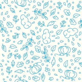 橡子和秋橡树叶的无缝图案