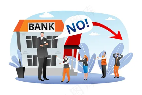 银行金融危机，经济衰退的例证。没有贷款和信贷融资，商业银行。银行融资失败的概念，经济融资股票。投资，萧条。