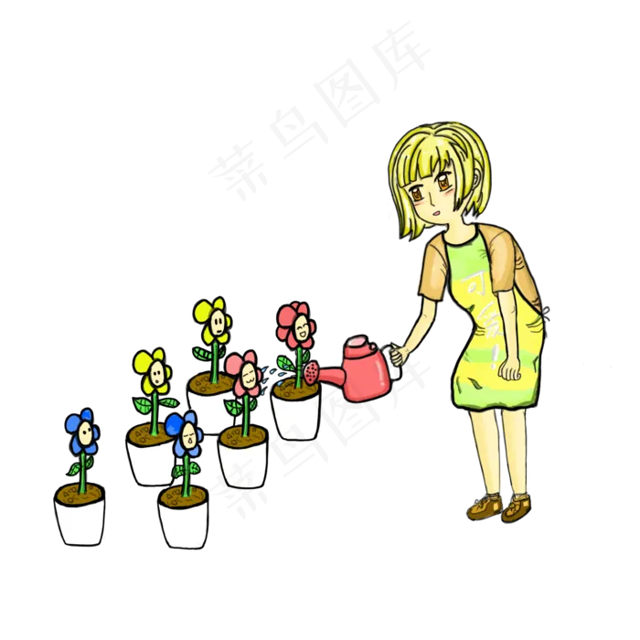 教师节浇花的园丁小姐姐(2000X2000(DPI:300))psd模版下载