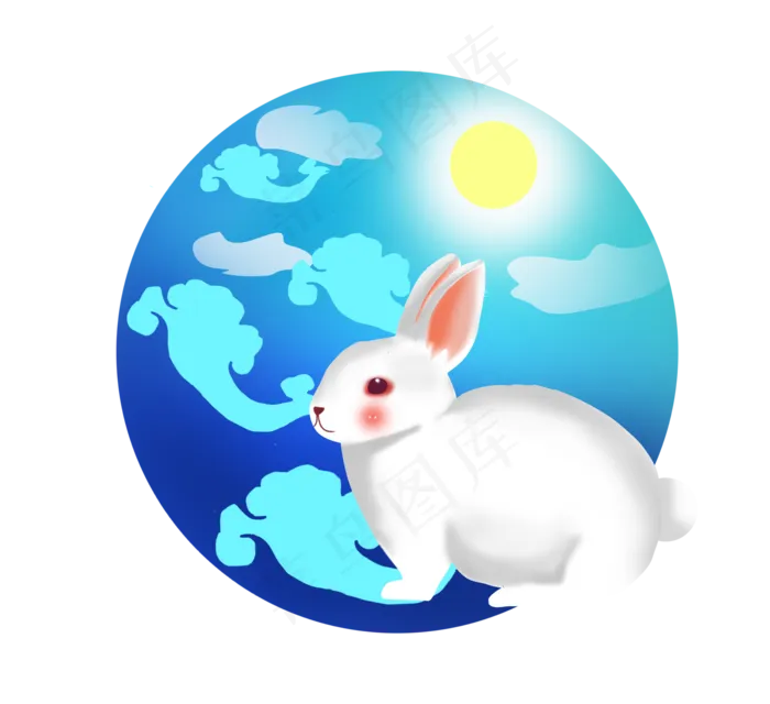 蓝色月球玉兔(2189X2000(DPI:300))psd模版下载