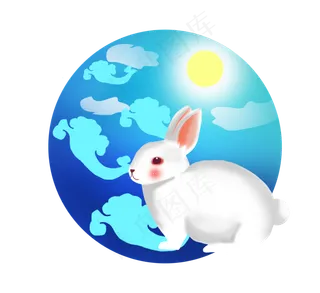 蓝色月球玉兔
