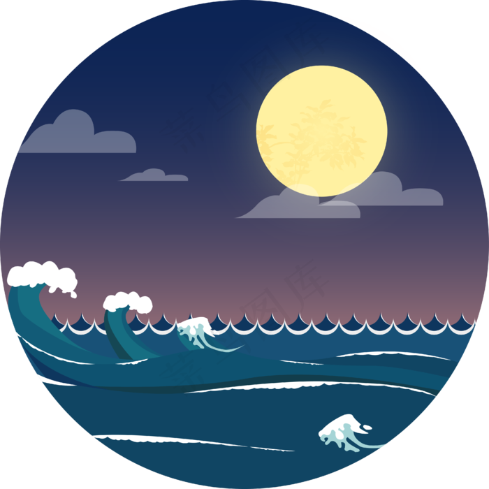 创意中秋潮汐海浪可商用矢量素材(2000X2000(DPI:300))ai矢量模版下载