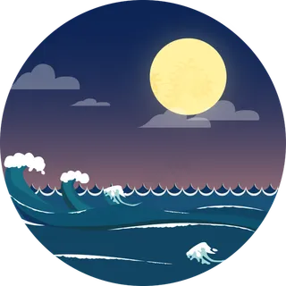 创意中秋潮汐海浪可商用矢量素材