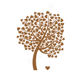 秋天的心型树叶树