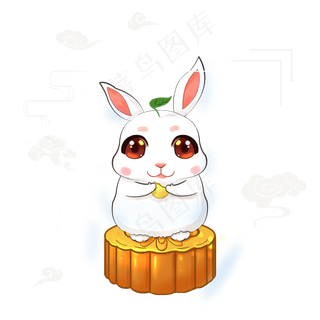 中秋玉兔吃月饼月饼底座png